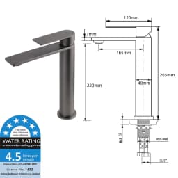 **Sdyney Stock** KYLINS Brushed Gold Nickel Gun Metal Chrome Black High Tall Basin Mixer Tap Tapware Faucet WaterMark Wels