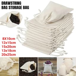 30PCS Drawstring Storage Bags Calico Bags Natural Linen Tote Gift Bag Bulk