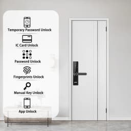 XSDTS Electronic Smart Door Lock With Biometric Fingerprint Smart Card Password Key Unlock USB Tuya APP Emergency Charge Lock
