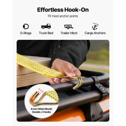 SucceBuy 6 Pack Ratchet Straps 2in x 15ft Tie Down Straps with Double J Hook Tie Down Ratcheting for Moving Trailers Motorcycles