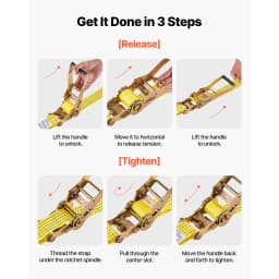 SucceBuy 6 Pack Ratchet Straps 2in x 15ft Tie Down Straps with Double J Hook Tie Down Ratcheting for Moving Trailers Motorcycles