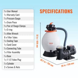 SucceBuy Sand Filter Pump 12/14/16inch Swimming Pool Pumps System&Filters Combo Set for Domestic & Commercial Above Ground Pools