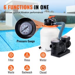 SucceBuy Sand Filter Pump 12/14/16inch Swimming Pool Pumps System&Filters Combo Set for Domestic & Commercial Above Ground Pools