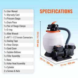 SucceBuy Sand Filter Pump 12/14/16inch Swimming Pool Pumps System&Filters Combo Set for Domestic & Commercial Above Ground Pools
