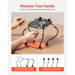 SucceBuy Magnetic Helping Hands Soldering Station 4Flexible Arms Third Hand Tool with 6PCB Pillar Holders for Electronic Repair