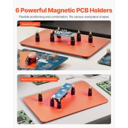 SucceBuy Magnetic Helping Hands Soldering Station 4Flexible Arms Third Hand Tool with 6PCB Pillar Holders for Electronic Repair