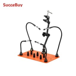 SucceBuy Magnetic Helping Hands Soldering Station 4Flexible Arms Third Hand Tool with 6PCB Pillar Holders for Electronic Repair