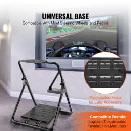 SucceBuy Foldable Racing Steering Wheel Stand Height Adjustable Universal Base Compatible with Logitech & Thrustmaster Wheel