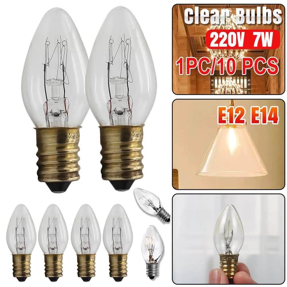 1/2x Globes Bulbs 7W 220V E12 E14 Clear Night Light Lamp Replacement Bulbs Home Decor