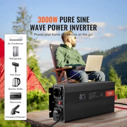 SucceBuy Pure Sine Wave Inverter 300Watt with2AC Outlets 2USB Port 1 Type-C Port Remote Control Small Home Devices