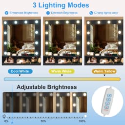 Black Dressing Table LED Makeup Mirror Set Vanity Desk 10 LED Bulb and 5 Drawers