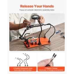 SucceBuy Magnetic Helping Hands Soldering Station 3XLED4PCB360Hot Air Gun Holder Heavy-Duty Base Station for Electronic Repair