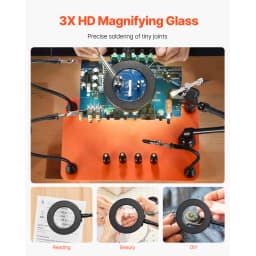 SucceBuy Magnetic Helping Hands Soldering Station 3XLED4PCB360Hot Air Gun Holder Heavy-Duty Base Station for Electronic Repair