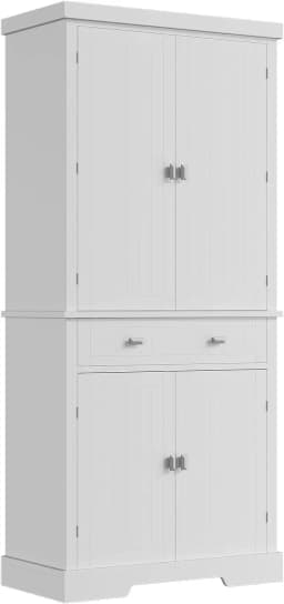 72" Tall Kitchen Pantry Storage Cabinet, Kitchen Storage Cabinet with a Large Drawer, 2 Cabinets, 6 Door Shelves for Kitchen
