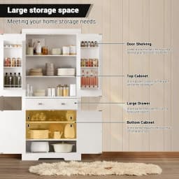 72" Tall Kitchen Pantry Storage Cabinet, Kitchen Storage Cabinet with a Large Drawer, 2 Cabinets, 6 Door Shelves for Kitchen