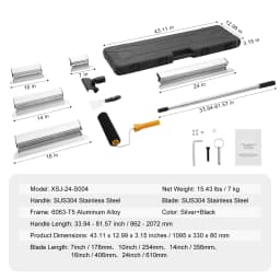 SucceBuy Drywall Skimming Blade Set 7/10/14/16/24 inch Skimming Blades + 34-81.6 in Extension Handle Pole Stainless Steel Knife