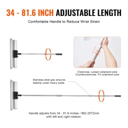 SucceBuy Drywall Skimming Blade Set 7/10/14/16/24 inch Skimming Blades + 34-81.6 in Extension Handle Pole Stainless Steel Knife