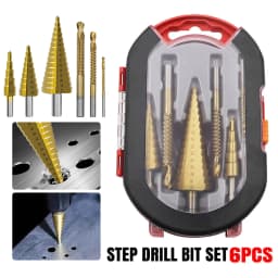 Titanium Plating 6Pcs Step Drill Bit Set High-Speed Reaming Pagoda Sawtooth