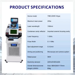 200W Laser Welding Soldering Machine Jewely Spot Welder for Gold Silver Copper Stainless Steel Water Cooled CCD Microscope