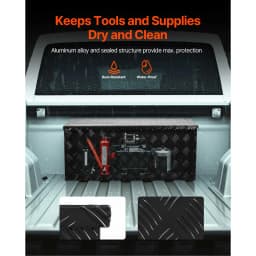 SucceBuy  Heavy Duty Aluminum Truck Bed Tool Box Stripes Plated Tool Box with Handle Storage Toolbox Chest Organizer for Trailer