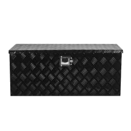 SucceBuy  Heavy Duty Aluminum Truck Bed Tool Box Stripes Plated Tool Box with Handle Storage Toolbox Chest Organizer for Trailer