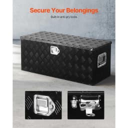 SucceBuy  Heavy Duty Aluminum Truck Bed Tool Box Stripes Plated Tool Box with Handle Storage Toolbox Chest Organizer for Trailer