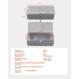 SucceBuy  Heavy Duty Aluminum Truck Bed Tool Box Stripes Plated Tool Box with Handle Storage Toolbox Chest Organizer for Trailer