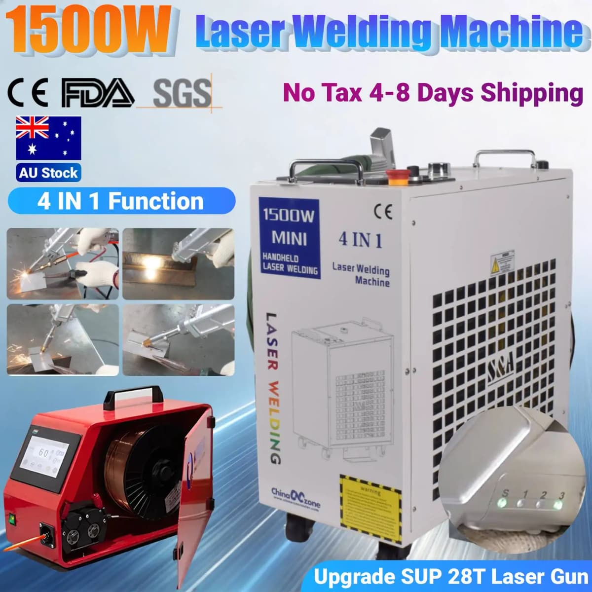 KPL 1500W 4 IN 1 Fiber Laser Welding Cutting Cleaning Machine Upgrade SUP 28T Handheld Laser Welder Double Wire Feeder for Metal