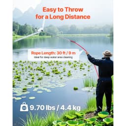 SucceBuy Lake Weed Cutter Pond Aquatic Plant Cutting Tool Sharp and Heavy-Duty Steel Blades Pond Rake w/Throw Rope for Cattail
