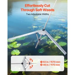 SucceBuy Lake Weed Cutter Pond Aquatic Plant Cutting Tool Sharp and Heavy-Duty Steel Blades Pond Rake w/Throw Rope for Cattail