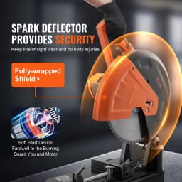 SucceBuy 2800 W Chop Saw 14"/355 mm Blade Diameter Cut Off Saw 1200RPM Steel Cutting Machine 0-45° Adjustable Dry Cut Chop Saw