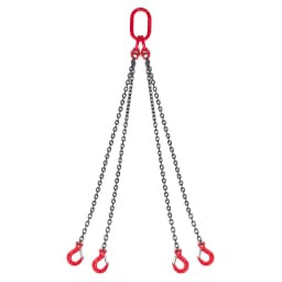 SucceBuy 1/4in x 5ft Chain Sling Lifting Chains with 4 Leg Grab Hooks Adjustable G80 Alloy Steel Lifting Chain for Cargo Towing