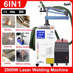 2000W Handheld Fiber Laser Welder 6 in 1 Laser Battery Welding Stiffener Welding Cleaning Cutting Welding Machine for All Metal