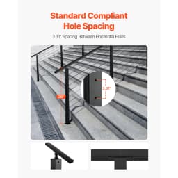 VEVOR 1Pc Cable Railing Post Stair Railing Post Stainless Steel Cable Rail Post with Horizontal and Curved Bracket Black/Silver