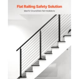VEVOR 1Pc Cable Railing Post Stair Railing Post Stainless Steel Cable Rail Post with Horizontal and Curved Bracket Black/Silver
