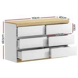 Modern White 6 Drawer Tallboy Chest Bedroom Storage Cabinet Dresser Organizer Furniture