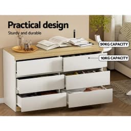 Modern White 6 Drawer Tallboy Chest Bedroom Storage Cabinet Dresser Organizer Furniture