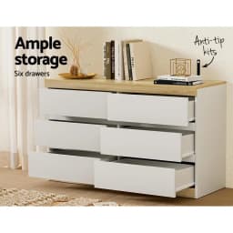 Modern White 6 Drawer Tallboy Chest Bedroom Storage Cabinet Dresser Organizer Furniture