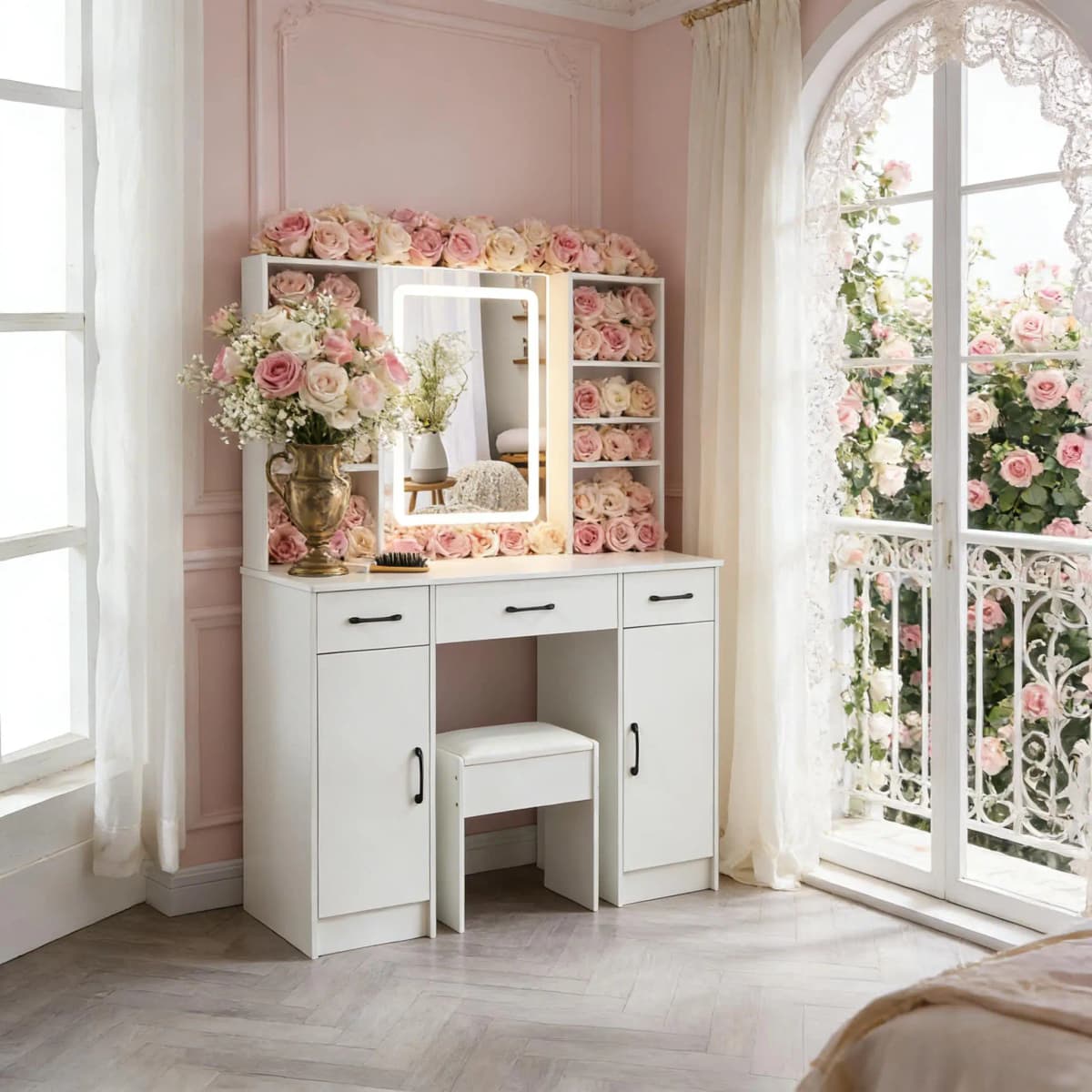 Teousev Slim Console Table with 2 Drawers & Open Shelves Multifunctional Entryway Hall Table Sofa Side Table Living Room
