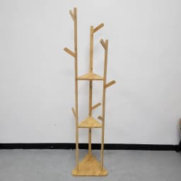 Tree Standing Coat Hanger Rack with 10 Hooks And Shelves Garment Clothes Storage Stand for Home Organization