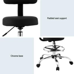 Ergonomic PU Black Office Chair Drafting Computer Standing Desk Adjustable Swivel Mesh Back Support High Comfort Home Office Seat