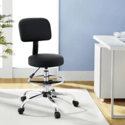 Ergonomic PU Black Office Chair Drafting Computer Standing Desk Adjustable Swivel Mesh Back Support High Comfort Home Office Seat