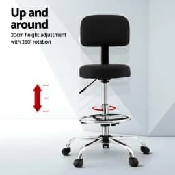Ergonomic PU Black Office Chair Drafting Computer Standing Desk Adjustable Swivel Mesh Back Support High Comfort Home Office Seat