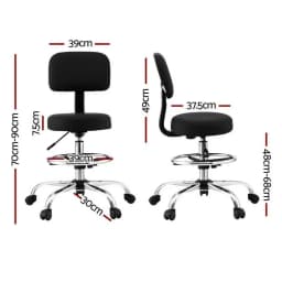 Ergonomic PU Black Office Chair Drafting Computer Standing Desk Adjustable Swivel Mesh Back Support High Comfort Home Office Seat