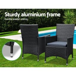 7 Piece Outdoor Wicker Dining Set Black Patio Lounge Furniture with Cushions