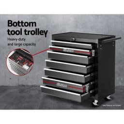 17 Drawer Mobile Tool Box Cabinet Chest Trolley Garage Storage Organizer Black