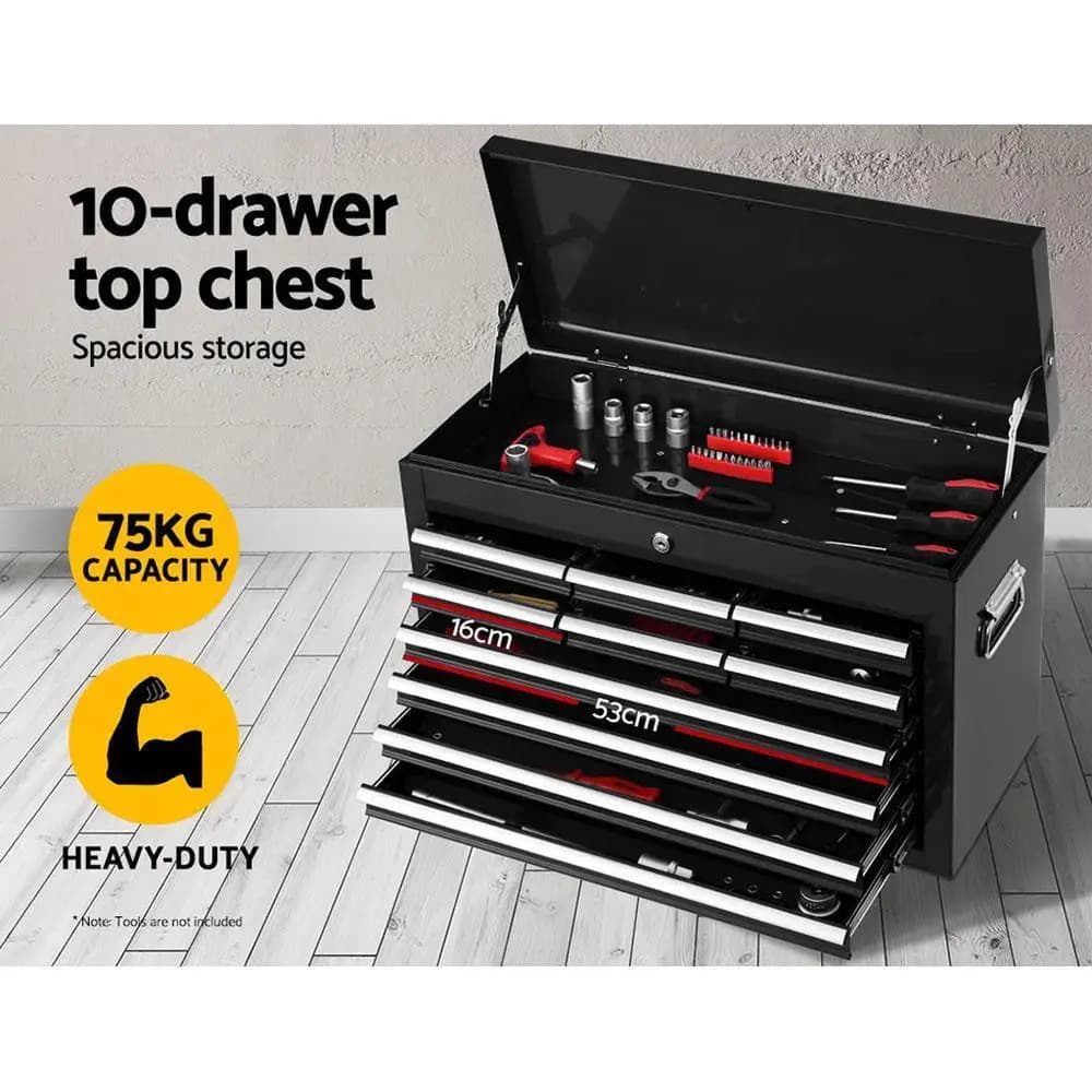 17 Drawer Mobile Tool Box Cabinet Chest Trolley Garage Storage Organizer Black