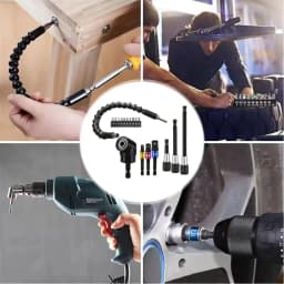 18Pcs 360 Rotatable Hex Shank Impact Driver Socket Adapter Set 105° Right Angle Drill Attachment 10 Short Screwdriver Bits