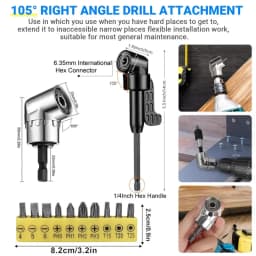 18Pcs 360 Rotatable Hex Shank Impact Driver Socket Adapter Set 105° Right Angle Drill Attachment 10 Short Screwdriver Bits
