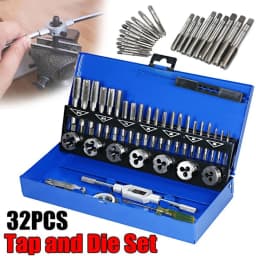 32PCS Tap and Die Set Metric Wrench Cut M3-M12 Hand Screw Thread Drill Tool